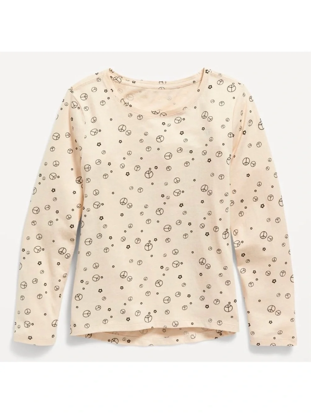 Old Navy Kids Softest Graphic Long Sleeve Tee in Peace Signs and Flowers